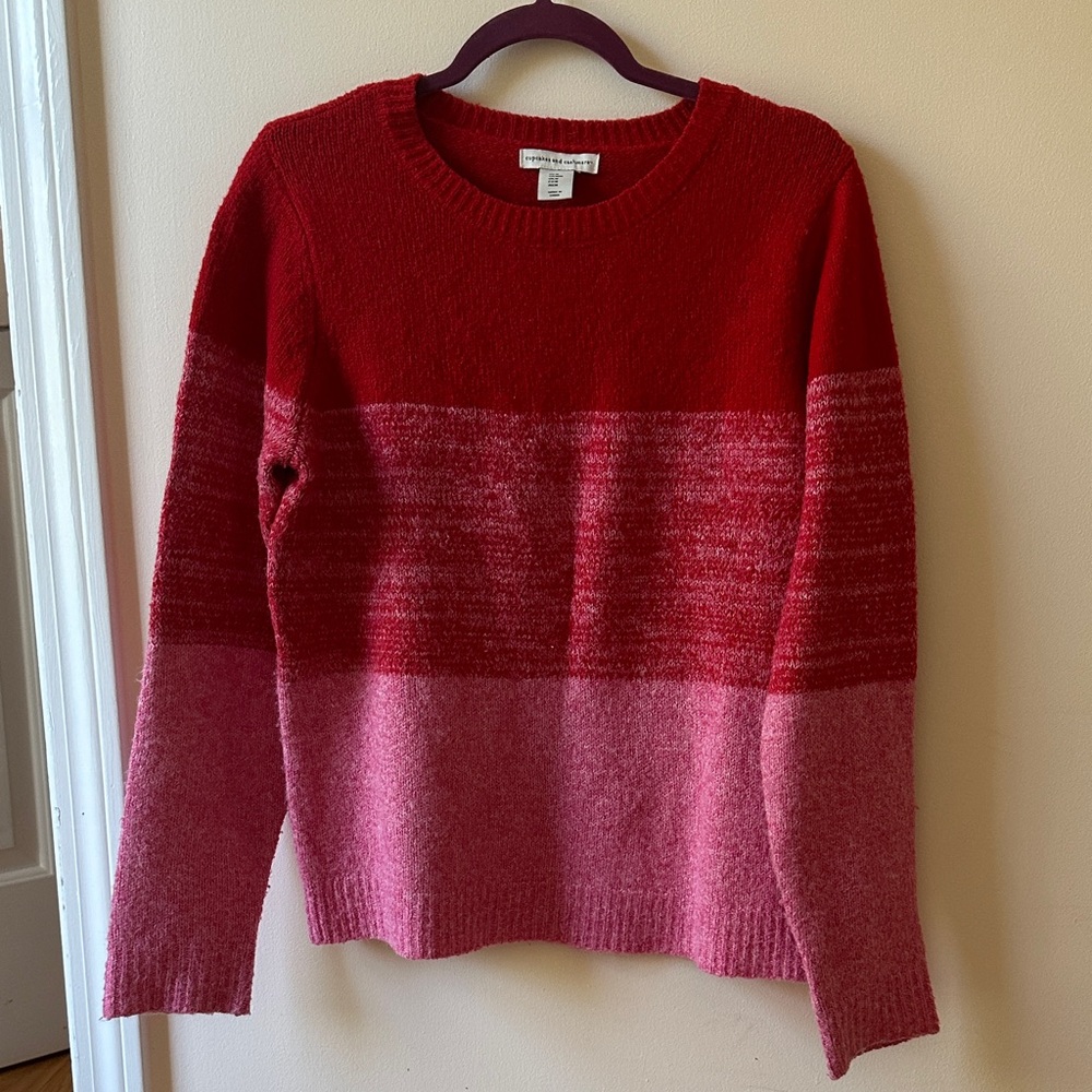 cupcakes & cashmere Red and Pink Crew Neck Sweater